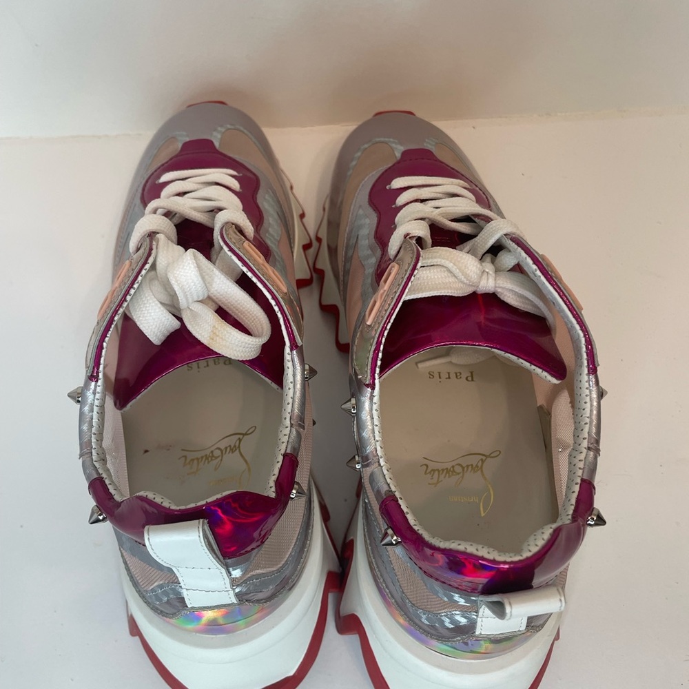 Christian Louboutin Silver and Pink Sneakers
